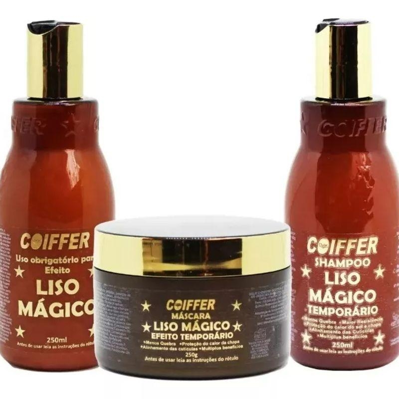 Kit Liso Mágico Coiffer (3 UN) Anti Quebra Cabelos Mais Lisos