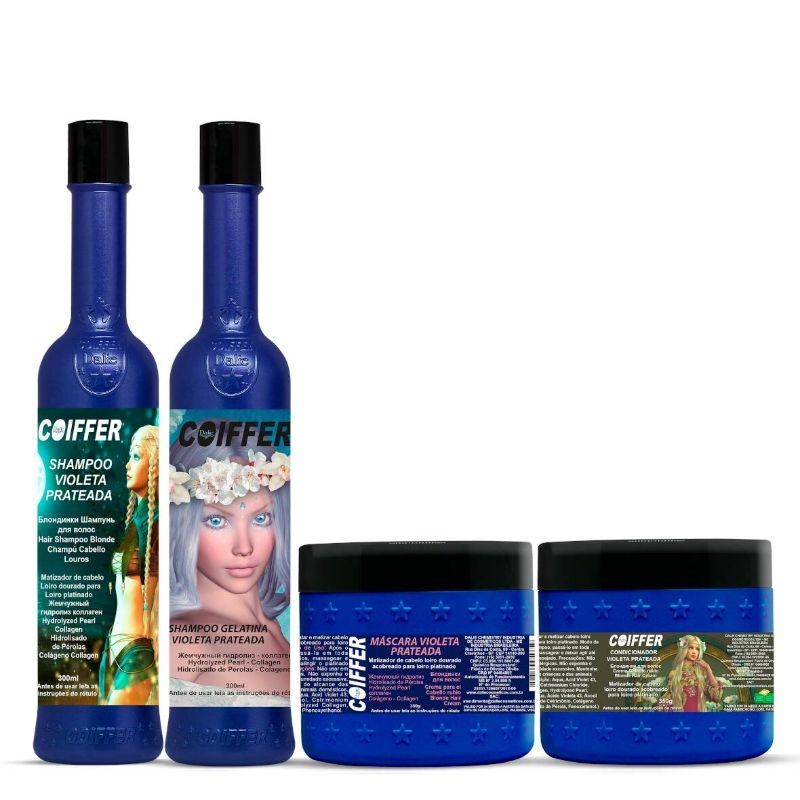 Kit Violeta Prateada Coiffer (3UN) Cabelos Loiros Platinados