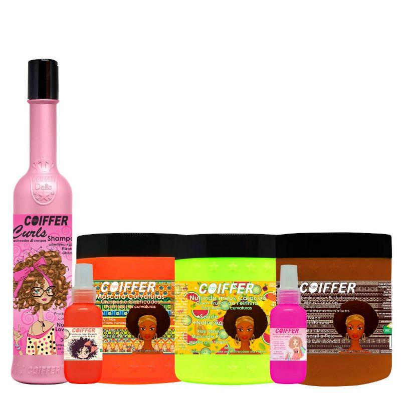 Kit Cliente Curvaturas Coiffer (6 UN) Cronograma Capilar Para Cachos