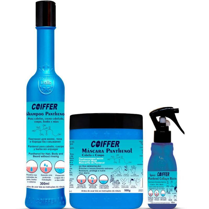 Kit Cliente Panthenol Coiffer (3 UN) Protege e Hidrata Cabelo e Corpo