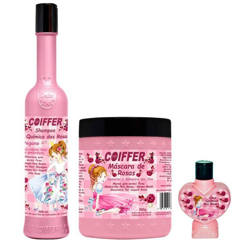 Kit Química Das Rosas Coiffer (3 unidades) Shampoo, Máscara e Óleo