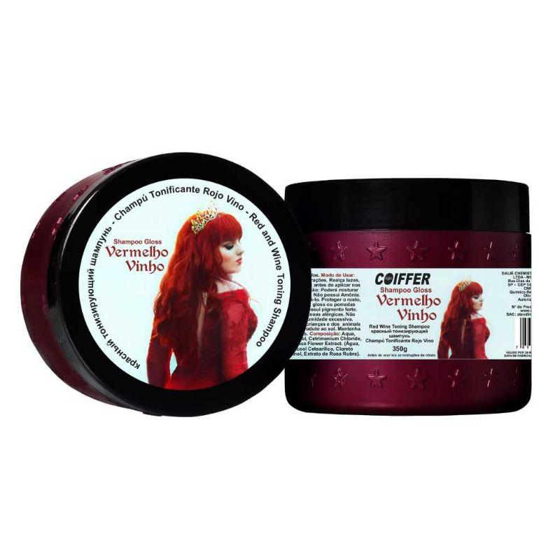 Shampoo Gloss Tonalizante Vinho Coiffer 350g Cabelos Vermelhos
